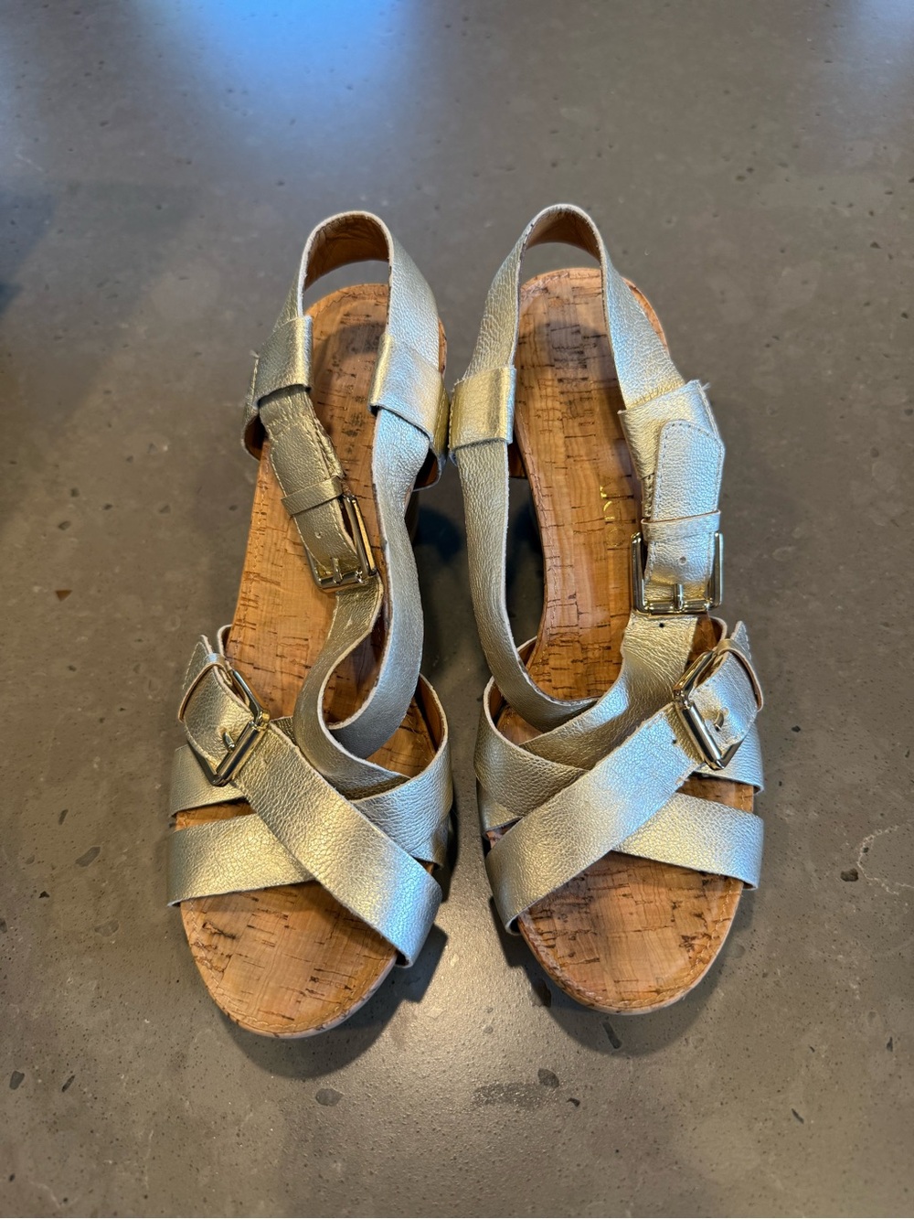 Franco Sarto Metallic Gold Wedge Sandals